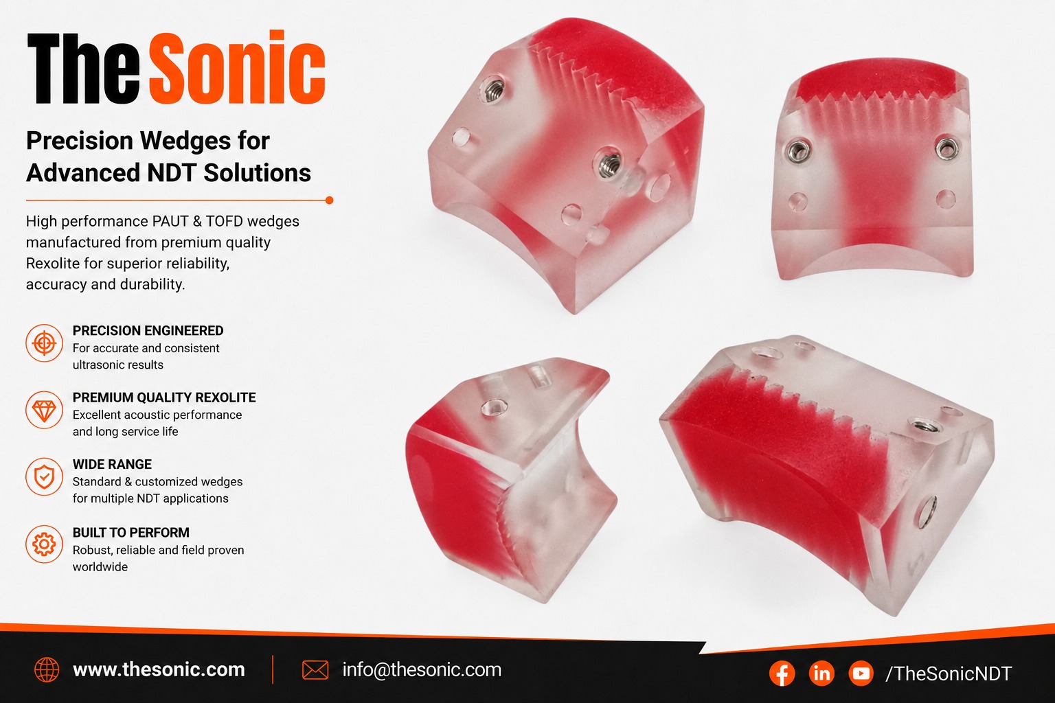 PAUT A15 Series AOD Wedges for A15 Probe Series