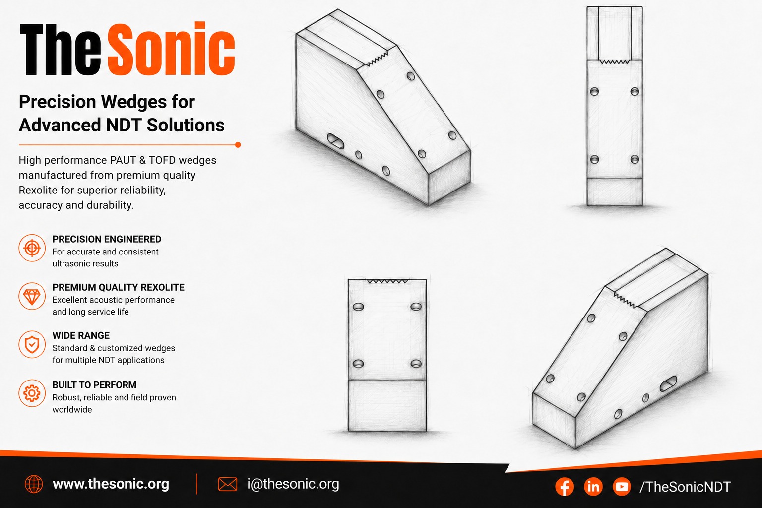 PAUT A12 Series Flat Wedges for A12 Probe Series