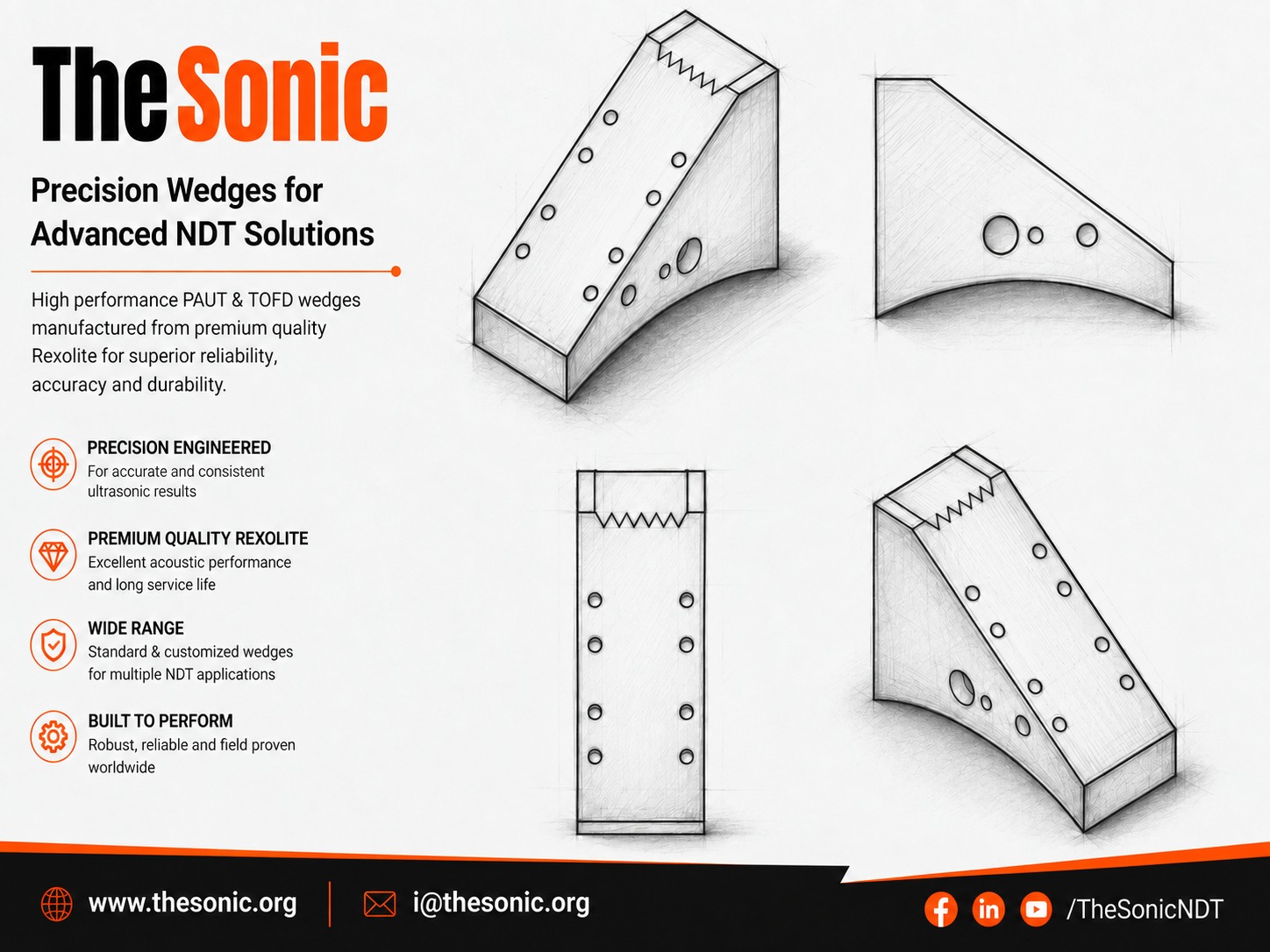 PAUT A2 Series COD Wedges for A2 Probe Series