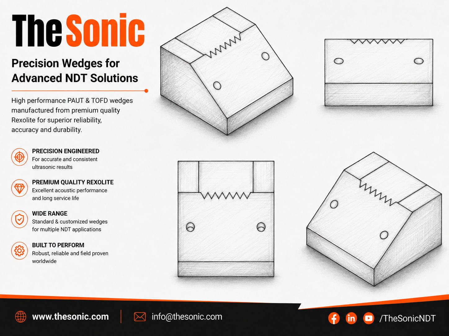PAUT A10 Series Flat Wedges for A10 Probe Series