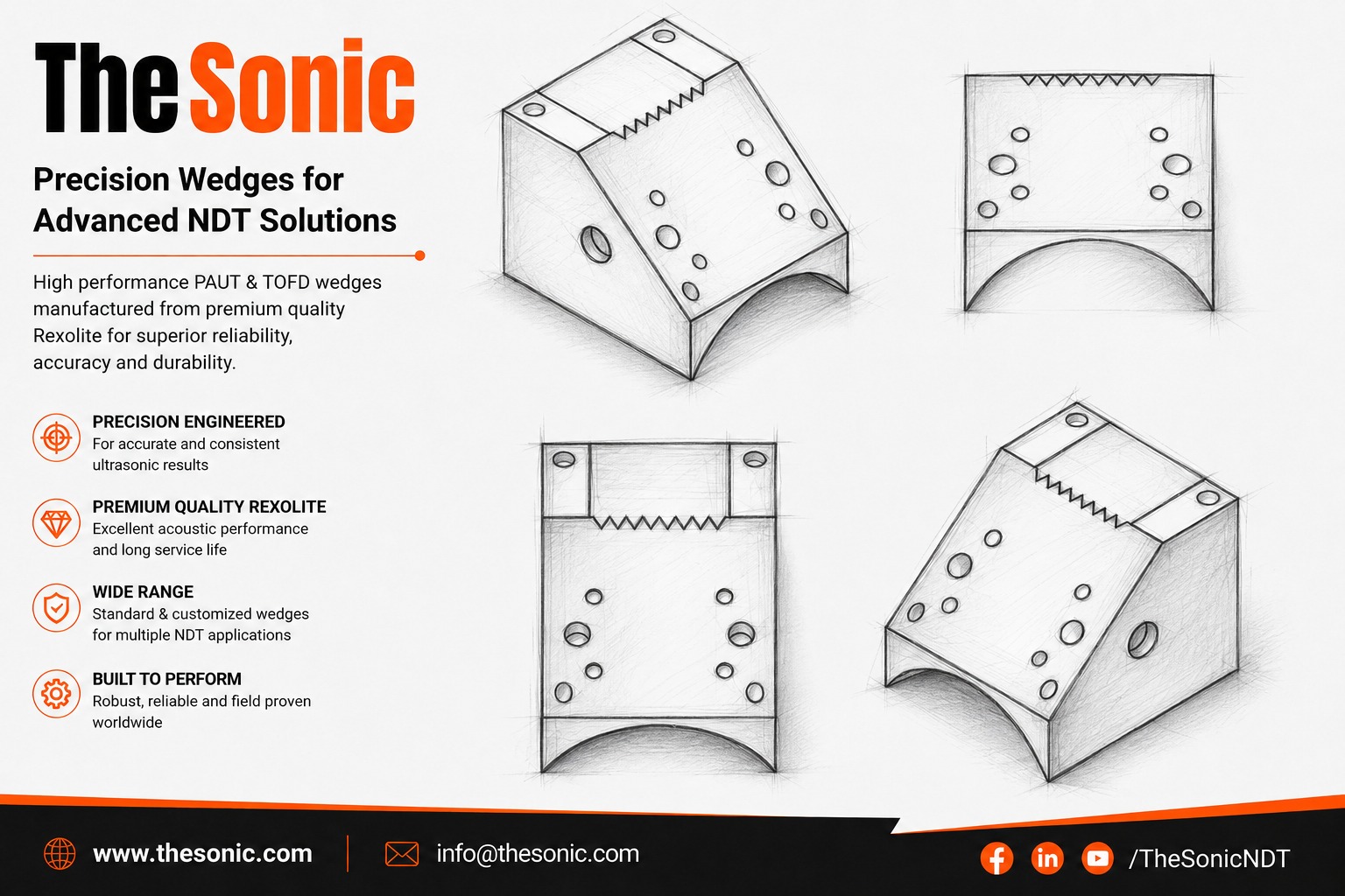PAUT A3 Series AOD Wedges for A3 Probe Series